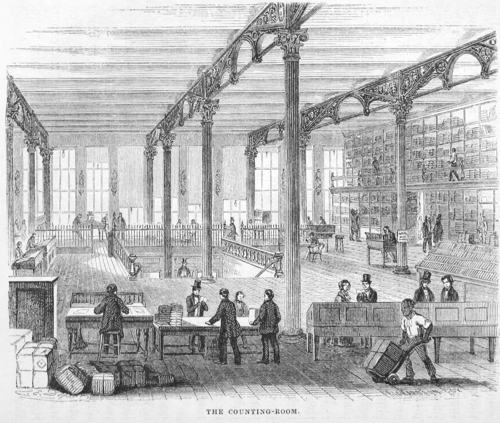 1855 counting room Harper and Brothers NYC