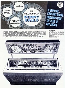 Advertising flyer for "Penny Falls" arcade game
