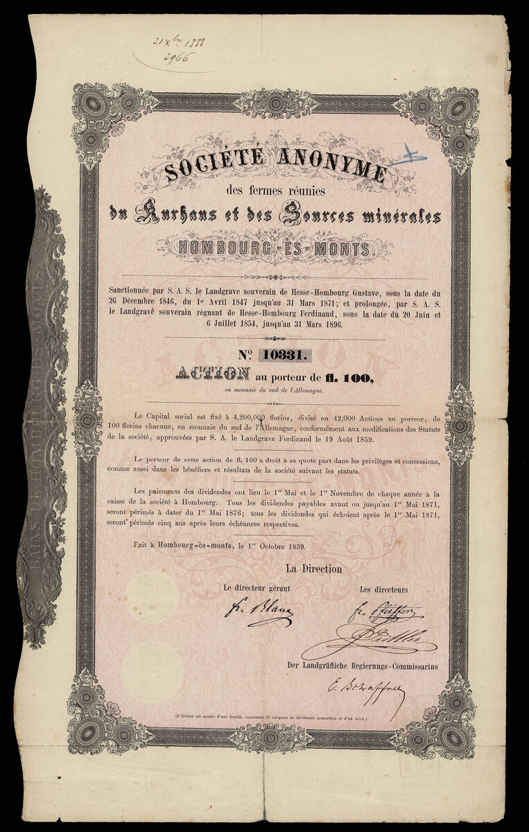 Kurhaus et des Sources minérales à Hombourg ès monts 1859