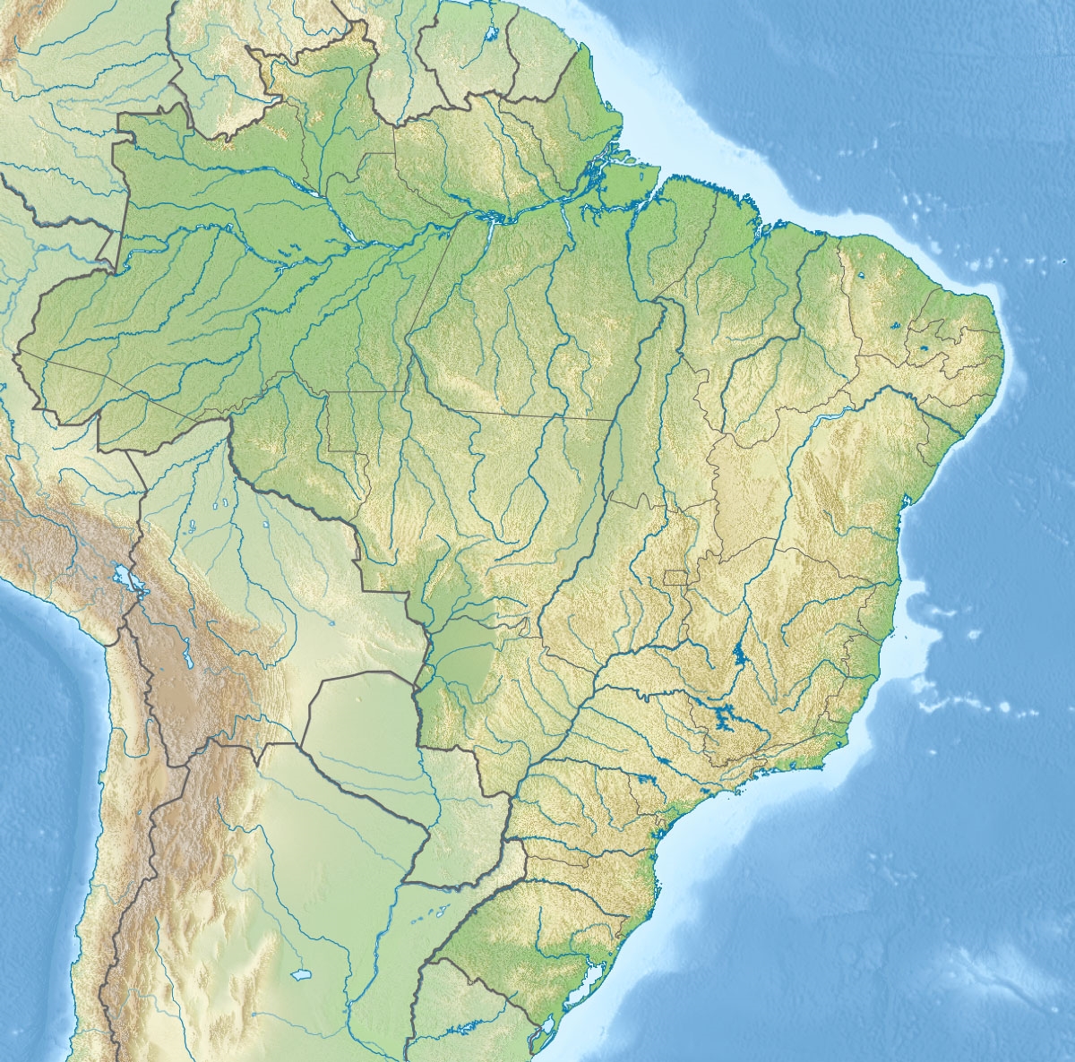 Relief Map of Brazil